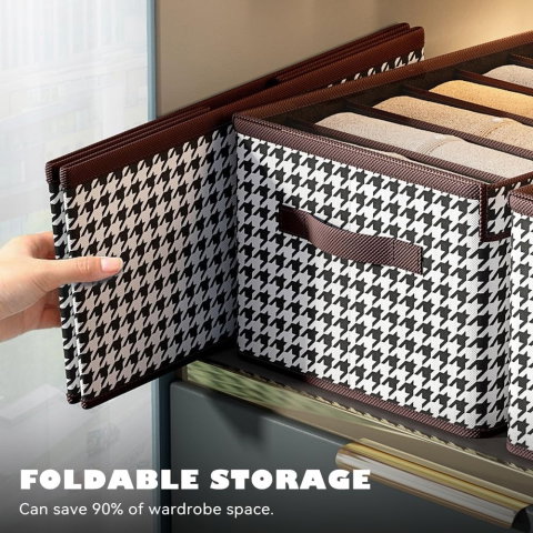 TeoMarket - Cutie De Depozitare, Flippy, Pentru Haine, Lenjerie, Sosete Si Sutiene, Material Textil, 9 Compartimente, 44x30x20 cm, Culoare Alb-Negru