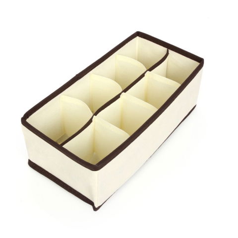 Pentru casa - Cutie De Depozitare, Flippy, Pentru Lenjerie, Sosete Si Sutiene, Material Textil, 8 Compartimente, 32 x 16 x 10 cm, Culoare Bej