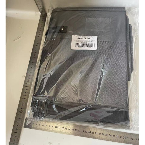 TeoMarket - Cutie de Depozitare pentru Pantofi, Flippy, 53x42x33 cm, cu Capac Transparent si Fermoar, din Panza Oxford, Pliabila, Gri