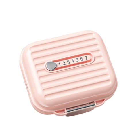 Cutii depozitare - Cutie de Depozitare pentru Pastile, Flippy, Cutie de depozitare Medicamente, Cutie de depozitare Vitamine, Suplimente, pentru Fete, din Plastic cu indice zi, Roz