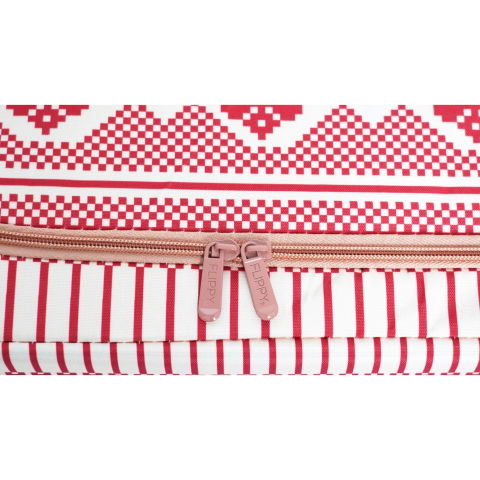 Cutii depozitare - Cutie de Depozitare Pliabila, Flippy,100 L din Bumbac si In, 60X42X40 cm, Fereastra Frontala, 2 Usi de Acces cu Fermoar Bidirectional, Cadru Metalic, Suport Baza Stabil din Plastic, Motiv Traditional 