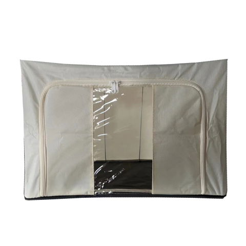 Cutii depozitare - Cutie de depozitare Pliabila, Flippy, Cadru Metalic, cu fermoar, 100 L, material Textil, 60 x 42 x 40 cm, suport de baza din plastic stabil, Bej