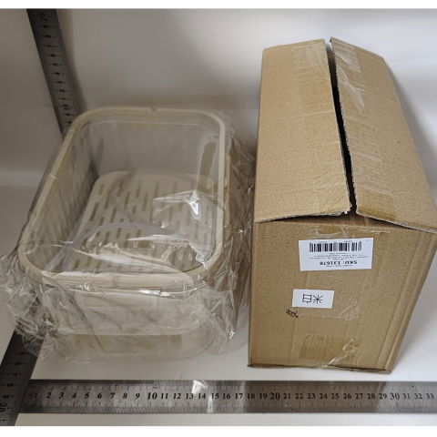 Organizatoare si Depozitare Bucatarie - Cutie de Depozitare Portabila, Flippy, cu Separator pentru Gheata si Scurgere, Mentine Rece, Caserola Pranz, 25x16.5x11.5 cm, Crem/Transparent