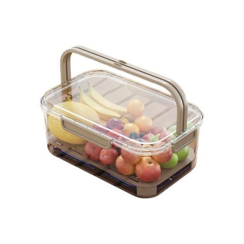 Organizatoare si Depozitare Bucatarie - Cutie de Depozitare Portabila, Flippy, cu Separator pentru Gheata si Scurgere, Mentine Rece, Caserola Pranz, 25x16.5x11.5 cm, Gri/Transparent