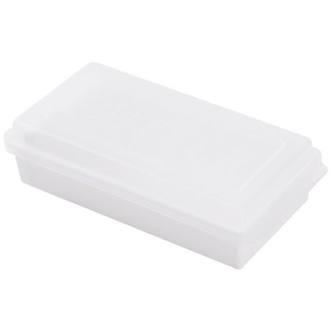 Import - Cutie de Unt, Flippy, cu Capac, Multifunctionala, cu Spatula Portionare, 15.9 x 8.8 x 4.9 cm, Alb