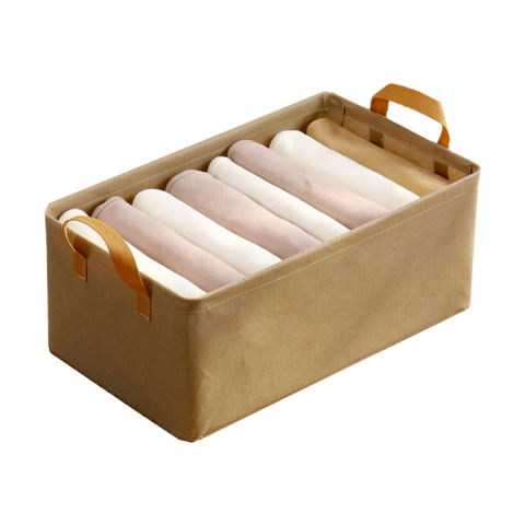 Cutii depozitare - Cutie Depozitare Flippy, pentru Haine, lucruri, din Textil cu Cadru Metalic, Manere Laterale, forma Dreptunghiulara, 47 x 28 x 20 cm, volum 26 L, Kaki