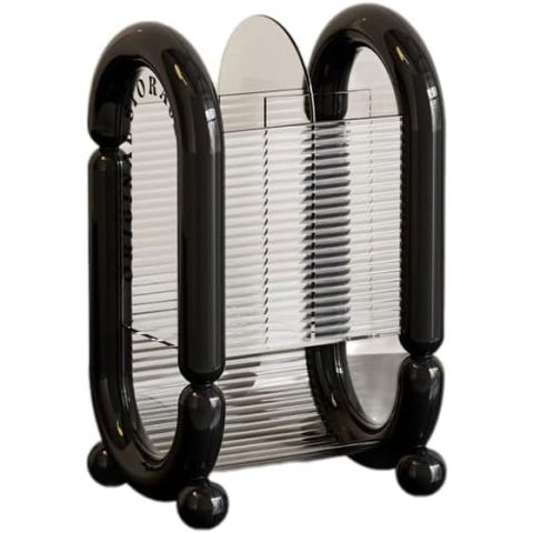 Cutii depozitare - Cutie pentru Depozitare Cosmetice, Flippy, pentru Pensule, Creioane si Buretei, 4 Compartimente, din Plastic, 12 x 10 x 20 cm, Negru