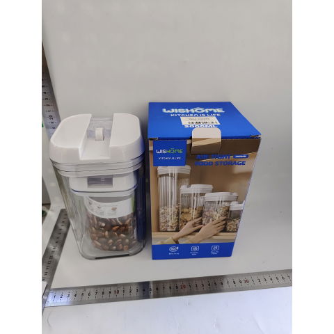 Pentru casa - Cutii de Depozitare Alimente, Flippy, Set din 2 Cutii de tip Container, Recipiente pentru Cereale in Bucatarie, 0.8 L-10x15.5 cm, 2 L-12.5x12.5x21.5 cm, Transparente cu Capac Alb