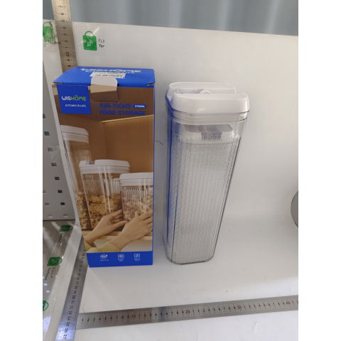50 - 100 LEI - Cutii de Depozitare Alimente, Flippy, Set din 2 Cutii de tip Container, Recipiente pentru Cereale in Bucatarie, 1.2 L-10x30.5 cm, 2.5 L-12.5x12.5x36.5 cm, Transparente cu Capac Alb