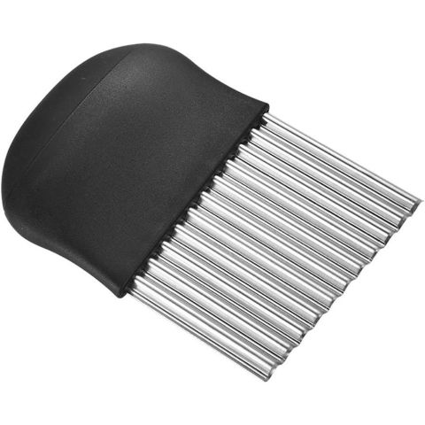 Ustensile pentru Bucătărie - Cutit pentru Cartofi Ondulati, Flippy, pentru Legume, Forma Ondulata, Usor de Utilizat, Taiere, Negru