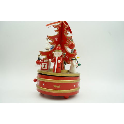 Best deals - Cutiuta muzicala decorata de Craciun, Bradut, Rosu, din Lemn, 12 cm x 22 cm, Interior, Flippy