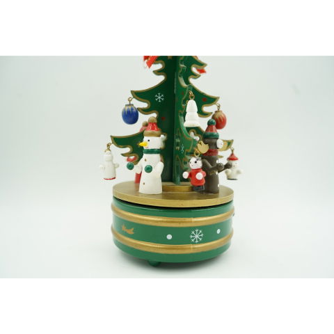 Best deals - Cutiuta muzicala decorata de Craciun Bradut, Verde, din Lemn, 12 cm x 22 cm, Interior, Flippy