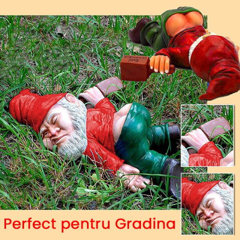 Articole pentru Gradina si Bricolaj - Decoratiune pentru Gradina, Flippy, Model Pitic de Gradina Beat, Statuie Amuzanta pentru Gradina, Decor pentru Gradina, Gnom Beat, 18 cm, Rosu