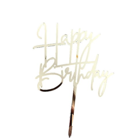 Lumanari si Toppere - Decoratiune Topper pentru Tort, Flippy, Model Happy Birthday, Tematica Aniversare, Arginitu, 10 cm