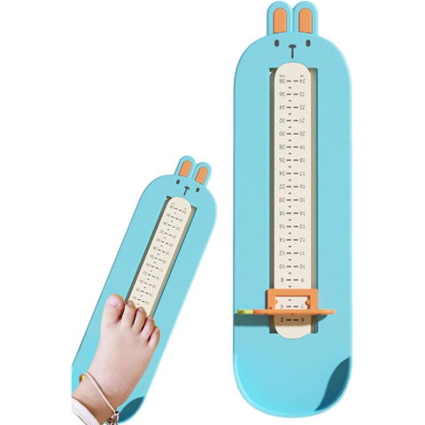 Articole pentru copii - Dispozitiv de Masurat Talpa Piciorului pentru Bebelusi, Flippy, 6-24, Model Iepuras, Albastru