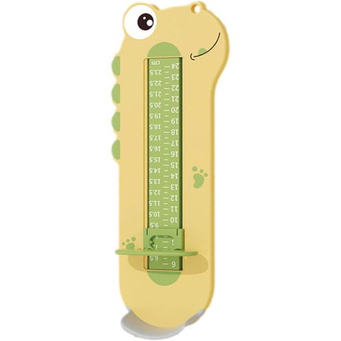 Articole pentru copii - Dispozitiv de Masurat Talpa Piciorului pentru Bebelusi, Flippy, 9-24, Model Dinozaur, Galben