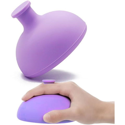 Articole pentru copii - Dispozitiv Terapeutic Sputa, Flippy, Cupa pentru Terapie Toracica, Dispozitiv de Eructare, pentru Sugari si Copii, 7.5 x 6 cm, din Silicon, Mov