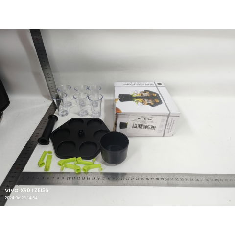 Jocuri de societate - Dozator Hexagonal cu Suport pentru Shoturi, Flippy, 6 Pahare, Set Complet cu Ambalaj si Cutie, Dispenser, Divizor, Joc de Baut, Negru