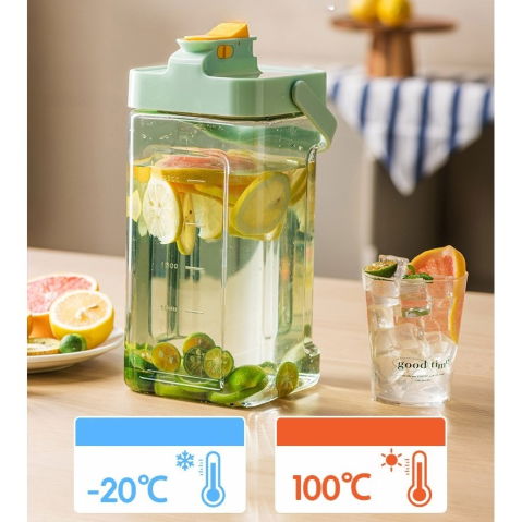 Pahare, Sticle si Cani - Dozator portabil pentru bauturi Flippy, 3.5 litri, capac etans, duza deschidere/inchidere, recipent din plastic, gradat, filtru, maner, pentru diverse bauturi, 29.7 x 14.1 x 14.4 cm, verde