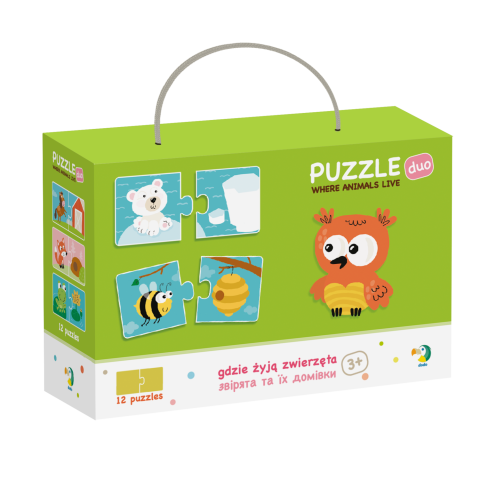 Puzzle-uri educative - Duo Puzzle - Unde traiesc animalele? (2 piese)