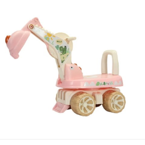 Masinute, Triciclete si Masinute Electrice - Excavator pentru Copii, Flippy, 1-3 Ani, Greutate Portanta 30 kg, Muzica si Lumini, Rotatie 360 Grade, 45 x 31 x 35 cm, 4 Roti, Roz