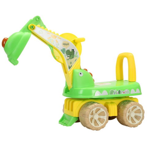 Masinute, Triciclete si Masinute Electrice - Excavator pentru Copii, Flippy, 1-3 Ani, Greutate Portanta 30 kg, Muzica si Lumini, Rotatie 360 Grade, 45 x 31 x 35 cm, 4 Roti, Verde