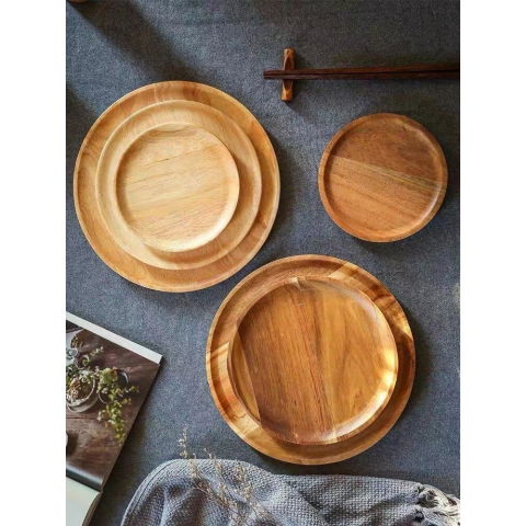 Articole pentru Servit - Farfurie din Lemn, Flippy, Rotunda, pentru Alimente sau Decor, 15 x 1.5 cm, Natur