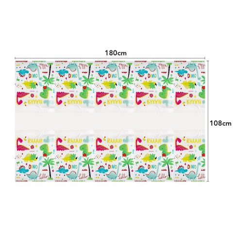 Fete Masa si Perdele Franjurate - Fata de Masa Dreptunghiulara, Flippy, Colectia Dino Park, 180 x 108 cm, din PE, Anti-pete, Impermeabila, Multicolor