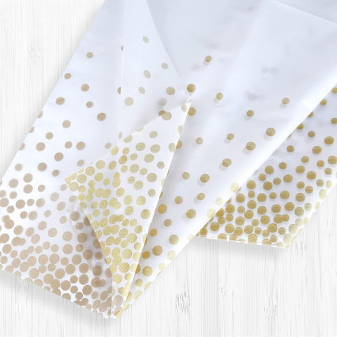 Fete Masa si Perdele Franjurate - Fata de Masa, Flippy, din PEVA, Imprimeu Buline, 137 x 274 cm, Impermeabila, Fara Pete, Curatare Rapida, Bej