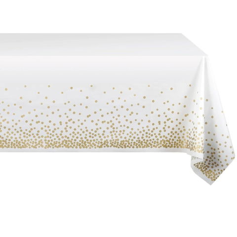 Fete Masa si Perdele Franjurate - Fata de Masa, Flippy, din PEVA, Imprimeu Buline, 137 x 274 cm, Impermeabila, Fara Pete, Curatare Rapida, Crem