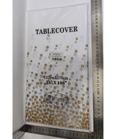 Fete Masa si Perdele Franjurate - Fata de Masa, Flippy, din PEVA, Imprimeu Buline, 137 x 274 cm, Impermeabila, Fara Pete, Curatare Rapida, Crem