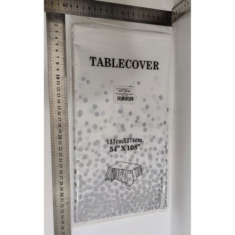Fete Masa si Perdele Franjurate - Fata de Masa, Flippy, din PEVA, Imprimeu Buline, 137 x 274 cm, Impermeabila, Fara Pete, Curatare Rapida, Gri