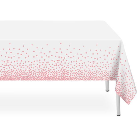 Fete Masa si Perdele Franjurate - Fata de Masa, Flippy, din PEVA, Imprimeu Buline, 137 x 274 cm, Impermeabila, Fara Pete, Curatare Rapida, Roz