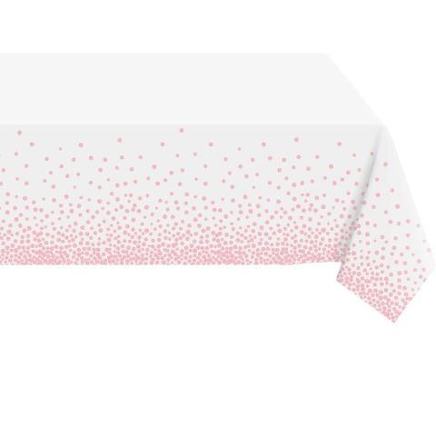 Fete Masa si Perdele Franjurate - Fata de Masa, Flippy, din PEVA, Imprimeu Buline, 137 x 274 cm, Impermeabila, Fara Pete, Curatare Rapida, Roz Gold