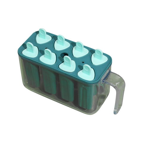 Forme cuburi de gheata - Forme de inghetata, Flippy, 8 Forme din Silicon, Forma pentru Inghetata din si Sucuri Ghetate, 13 x 10 x 6.5 cm, Albastru