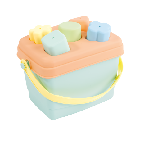 Jucarii indemanare - Galetusa cu sortator - Pastel (5 piese)