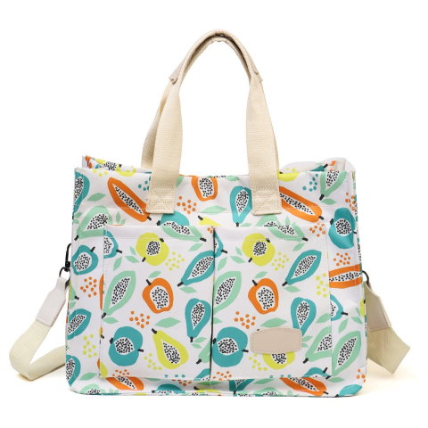 Best deals - Geanta de Mana/Umar, Multifunctionala, Flippy, Inchidere cu Capsa, Imprimeu Fructe, Material Textil, 33.5 x 25 x 14.5 cm, Multicolor