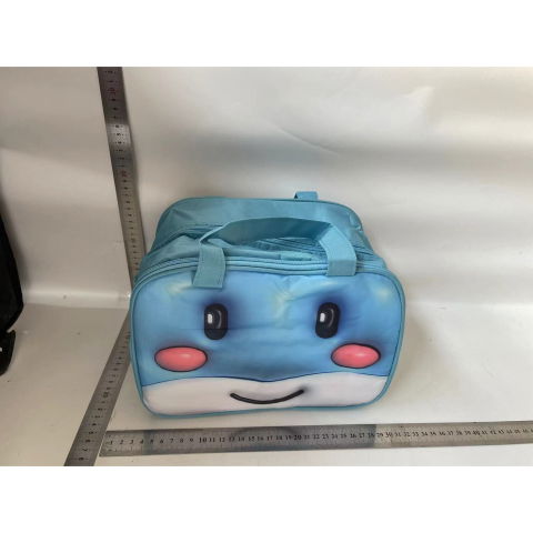 Genti Termoizolante Mancare - Geantă Frigorifică, Flippy, cu Desene Animat 3D, Portabilă pentru Copii, de Prânz, din Pânză Oxford, 27.5x18x20 cm, Model Balena, Albastru