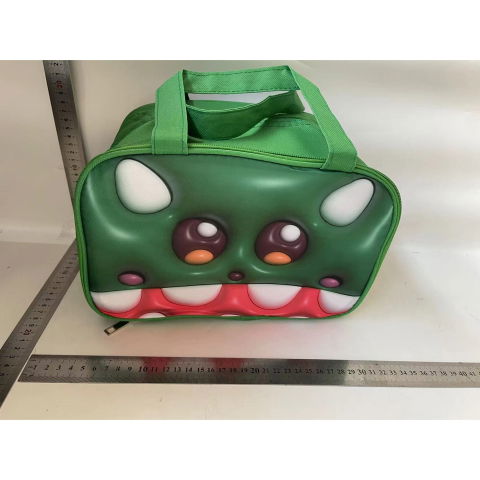 Genti Termoizolante Mancare - Geantă Frigorifică, Flippy, cu Desene Animat 3D, Portabilă pentru Copii, de Prânz, din Pânză Oxford, 27.5x18x20 cm, Model Crocodil, Verde