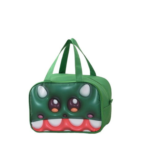 Genti Termoizolante Mancare - Geantă Frigorifică, Flippy, cu Desene Animat 3D, Portabilă pentru Copii, de Prânz, din Pânză Oxford, 27.5x18x20 cm, Model Crocodil, Verde