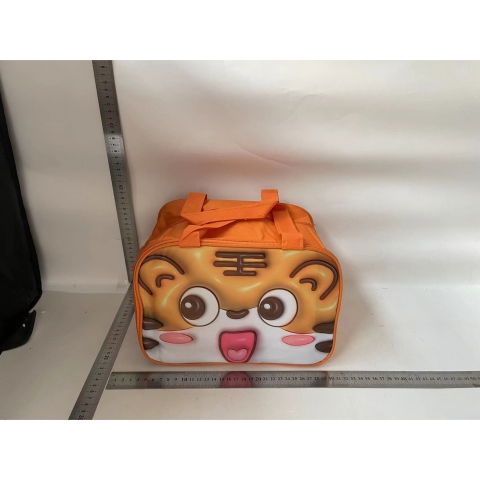 Genti Termoizolante Mancare - Geantă Frigorifică, Flippy, cu Desene Animat 3D, Portabilă pentru Copii, de Prânz, din Pânză Oxford, 27.5x18x20 cm, Model Tigru, Portocaliu