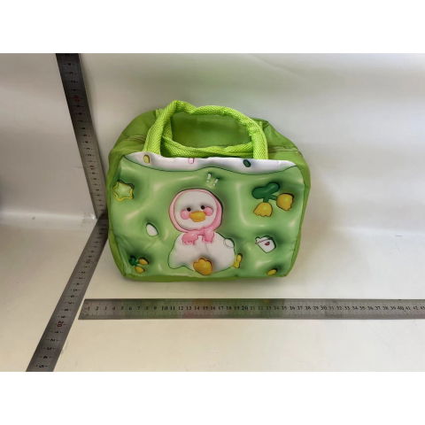 Pentru casa - Geantă Frigorifică, Flippy, cu Desene Animate 3D, Portabilă pentru Copii, de Prânz, din Pânză Oxford, 23x13x19 cm, Model Ratusca, Verde