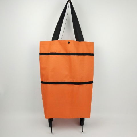 Diverse Casa - Geanta Pliabila, Flippy, 2 in 1, Carucior cu Roti, pentru Cumparaturi, 19 l, Portocaliu, Plastic, 39 x 46 x 12 cm