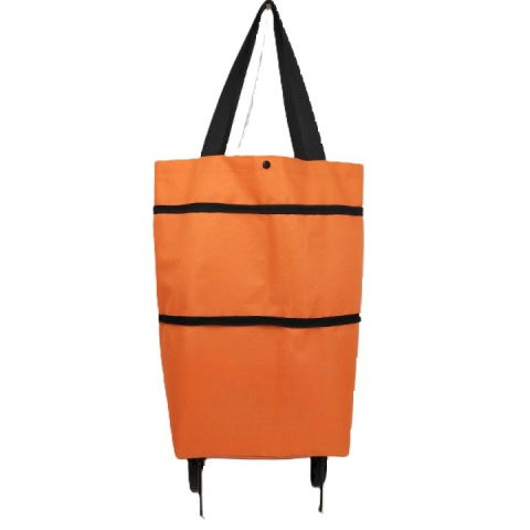 Diverse Casa - Geanta Pliabila, Flippy, 2 in 1, Carucior cu Roti, pentru Cumparaturi, 19 l, Portocaliu, Plastic, 39 x 46 x 12 cm