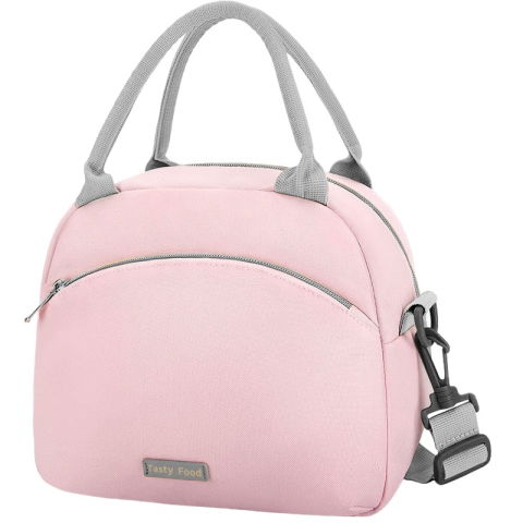 Genti Termoizolante Mancare - Geanta Termica pentru Pranz Flippy, Multifunctionala, Compartimentata, Impermeabila, 2 Tipuri de Manere, 26x14.3x21.2 cm, Roz