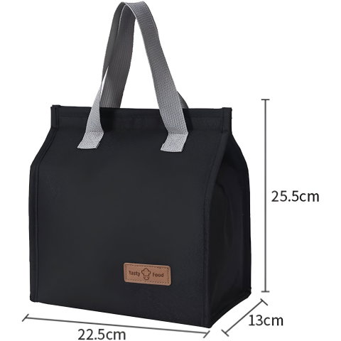 Import - Geanta Termoizolanta Tip Bento Bag Flippy, Camping Cooler, Aluminiu, 22.5x13x25,5 cm, 3.3 L, Negru