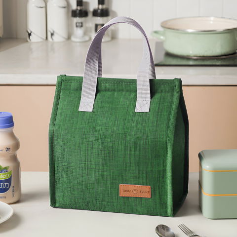 Genti Termoizolante Mancare - Geanta Termoizolanta Tip Bento Bag Flippy, Camping Cooler, Aluminiu, 22.5x13x25,5 cm, 3.3 L, Verde