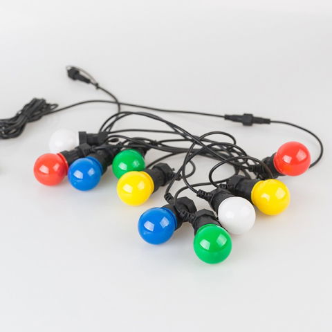 Articole pentru Gradina si Bricolaj - Ghirlanda Luminoasa, Flippy, fara Transformator, 10 m, 20 LED-uri Model Bulb, Interconectabila, IP65, Multicolor