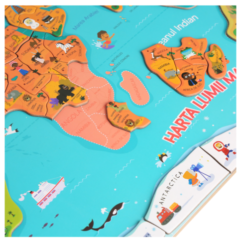 Puzzle-uri educative - Harta mare a lumii - puzzle magnetic (lb.romana)