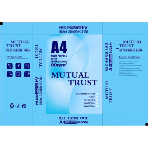 Import - Hartie Copiator A4 Mutual Trust, Flippy, 80 g/mp, 500 coli/top, 210 x 297 mm, Hartie Multifunctionala pentru Imprimanta si Copiator, Hartie Universala pentru Birou